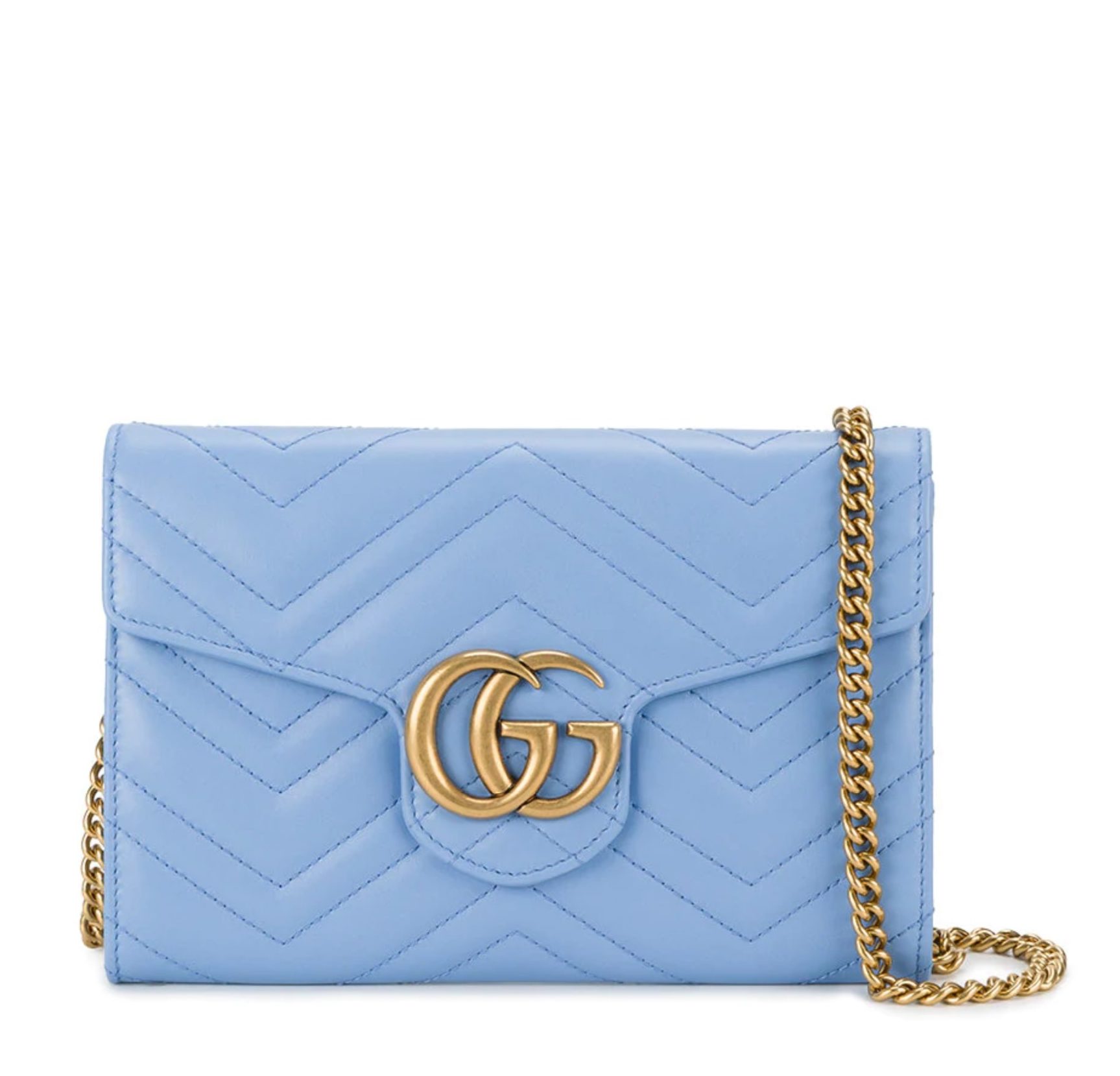GUCCI Marmont Wallet Chain Bag - Sky Blue - Adorn Collection